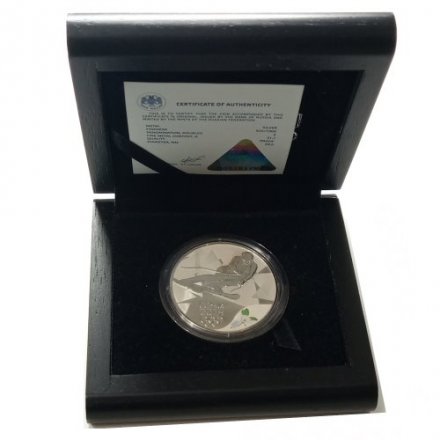 Монета Сочи 2014. Горные лыжи (цветная) - 3 рубля - СПМД - 2014 год