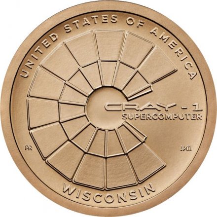 США 1 доллар 2026 год - Американские инновации - Висконсин. Суперкомпьютер Cray-1 (D)