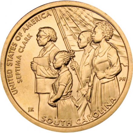 США 1 доллар 2020 год - Американские инновации - Педагог и борец за гражданские права Септима Пуансетт Кларк (D)