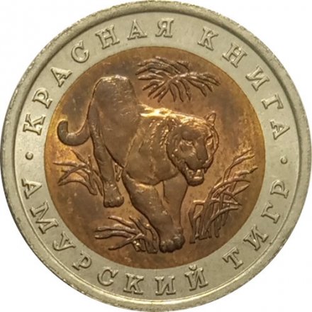 Монета Россия 10 рублей 1992 год - Амурский тигр