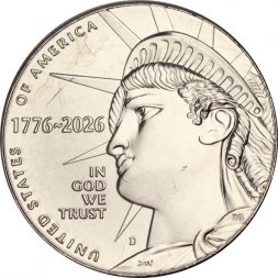 США 1/2 доллара 2026 год - 250 лет независимости США. Статуя Свободы (D)