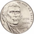 США 5 центов 2026 год - 250 лет независимости США. Томас Джефферсон (P)