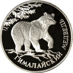 Россия 1 рубль 1994 год - Гималайский медведь