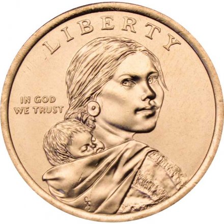 Монета США 1 доллар 2009 год - Индианка, выращивающая «трёх сестёр» (D)