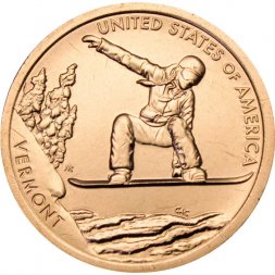 США 1 доллар 2022 год - Американские инновации - Вермонт - Сноубординг (D)