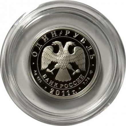 Монета История русской авиации. ТУ-144 (цветная) - 1 рубль - СПМД - 2011 год