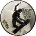 Монета Россия 3 рубля 2014 год - Сочи 2014. Сноуборд