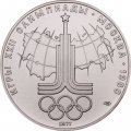 Монета СССР 10 рублей 1977 год - Олимпиада 1980. Эмблема (UNC, ЛМД)