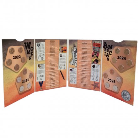 Набор из 20 монет 25 центов США 2022-2025 года серии &quot;Американские женщины&quot;, в альбоме