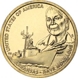 США 1 доллар 2025 год - Американские инновации - Первый компьютерный эскиз военного корабля США (D) 