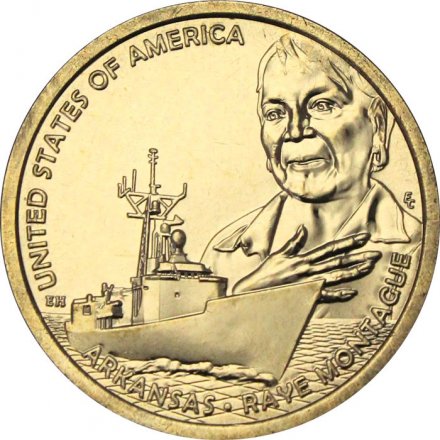 США 1 доллар 2025 год - Американские инновации - Первый компьютерный эскиз военного корабля США (D) 