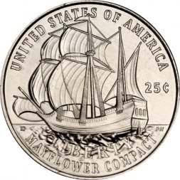 США 25 центов 2026 год - Мэйфлауэрское соглашение (D)