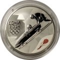 Монета Сочи 2014. Бобслей (цветная) - 3 рубля - СПМД - 2014 год