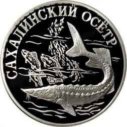 Россия 1 рубль 2001 год - Красная книга. Сахалинский осетр