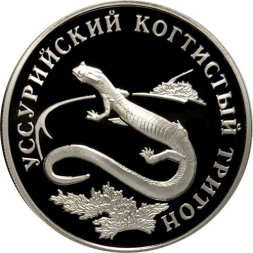 Россия 1 рубль 2006 год СПМД - Красная книга. Уссурийский когтистый тритон