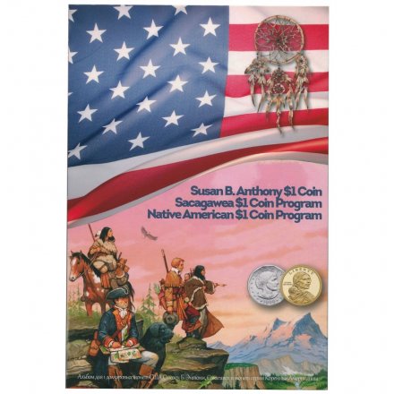 Альбом для монет &quot;Коренные Американцы и Золотой доллар Сакагавеи&quot; - 40 капсул (пустой)