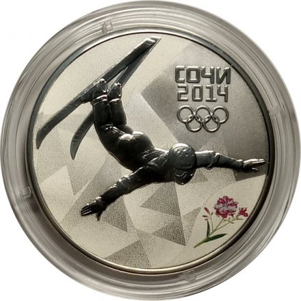 Монета Сочи 2014. Фристайл  (цветная) - 3 рубля - СПМД - 2014 год